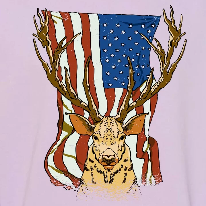 USA Flag Deer Hunting Gift Garment-Dyed Sweatshirt