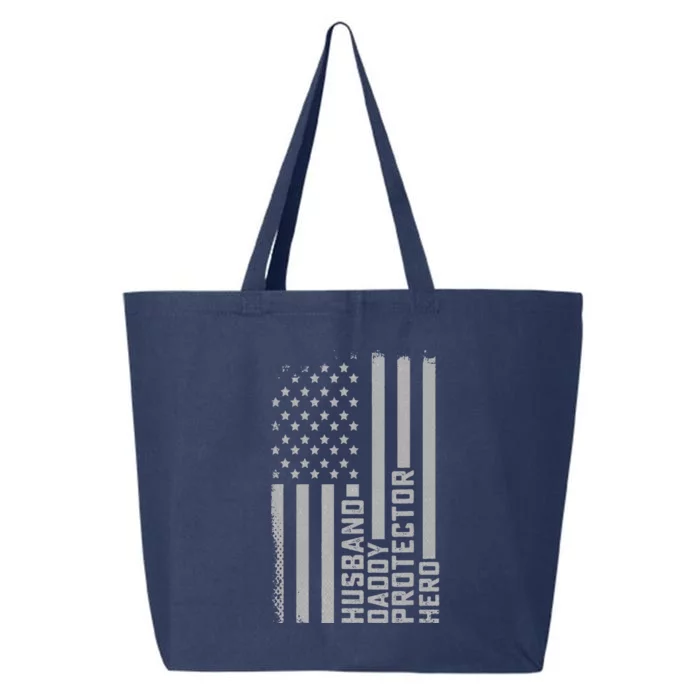 US Flag Distressed Husband Daddy Protector Hero 25L Jumbo Tote