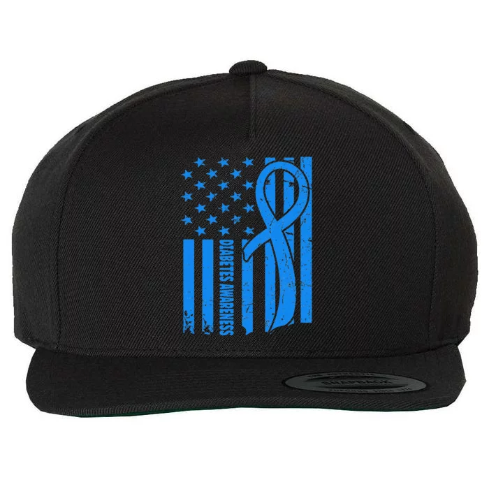 USA Flag Diabetic Warrior Blue Diabetes Type 1 Awareness Wool Snapback Cap