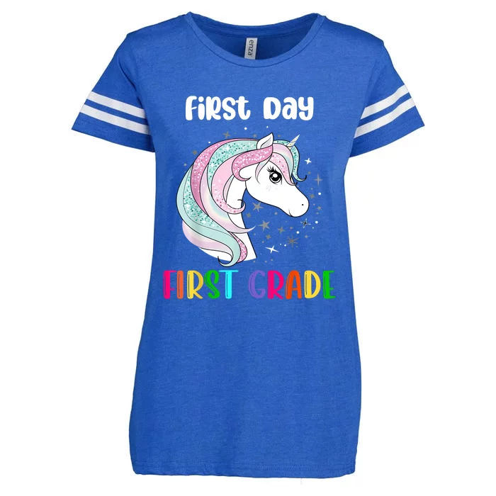 Unicorn First Day Of First Grade 1st Day Of School Enza Ladies Jersey Football T-Shirt