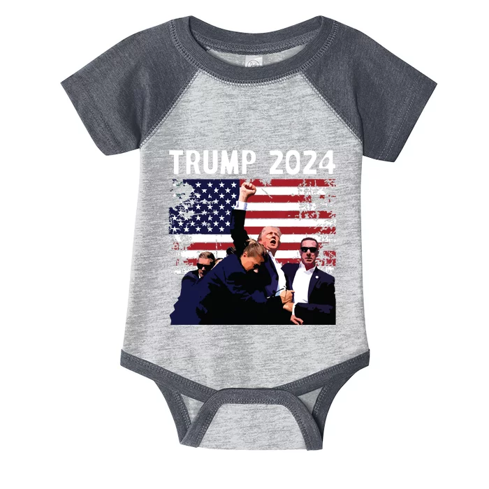 Us Flag Donald Trump Election Rally Shooting 2024 Infant Baby Jersey Bodysuit