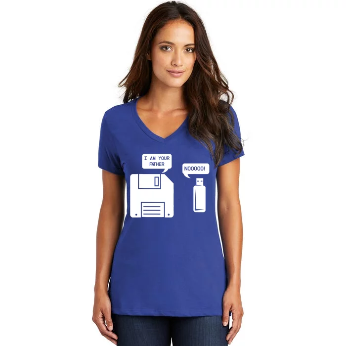 Usb Floppy Disk I Am Your Father Meaningful Gift Geek Funny Gift Cute Gift Women's V-Neck T-Shirt