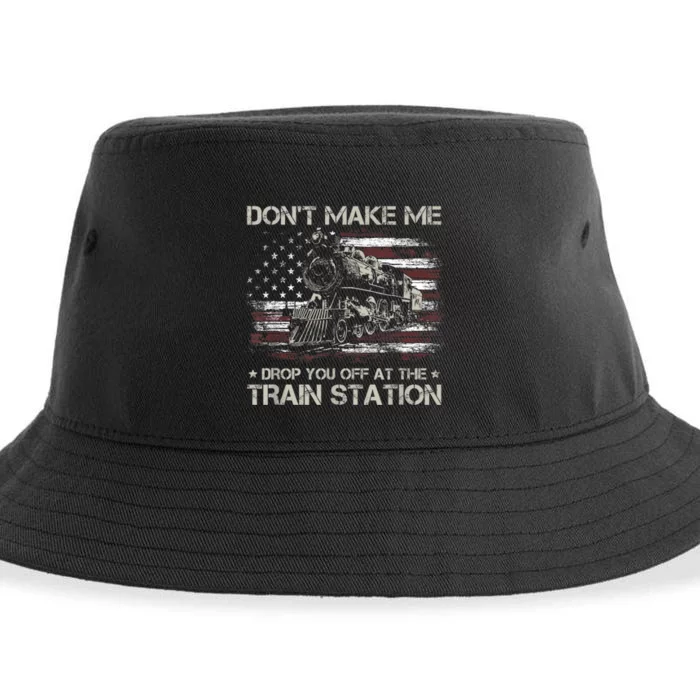 Usa Flag Dont Make Me Drop You Off At The Train Station Sustainable Bucket Hat