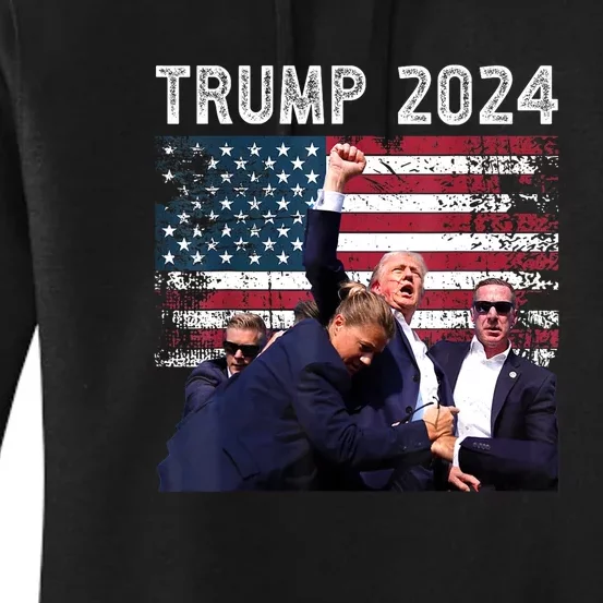 Us Flag Donald Trump Election Rally Shooting 2024 Gift Women's Pullover Hoodie