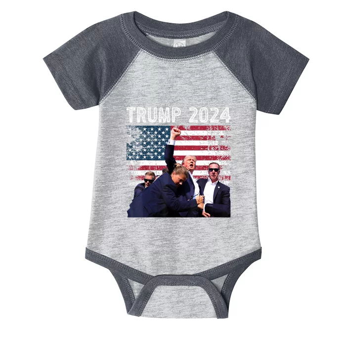 Us Flag Donald Trump Election Rally Shooting 2024 Gift Infant Baby Jersey Bodysuit