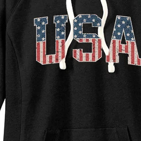 Usa Flag Dripping Lips 4th Of July Patriotic American Women's Fleece Hoodie