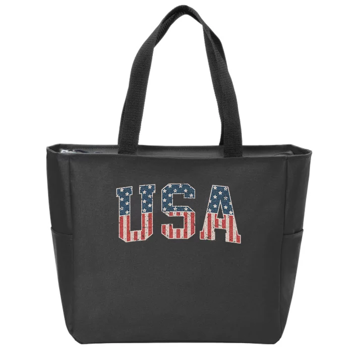 Usa Flag Dripping Lips 4th Of July Patriotic American Zip Tote Bag