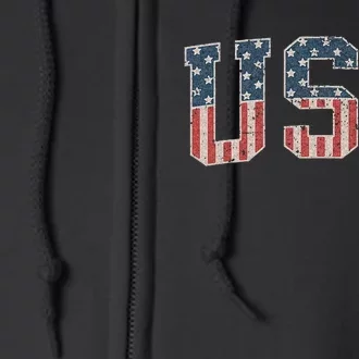 Usa Flag Dripping Lips 4th Of July Patriotic American Full Zip Hoodie