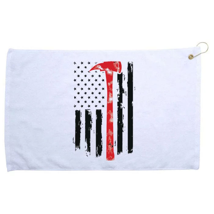 US Fireman Distressed Firefighter American Red Axe Flag Grommeted Golf Towel