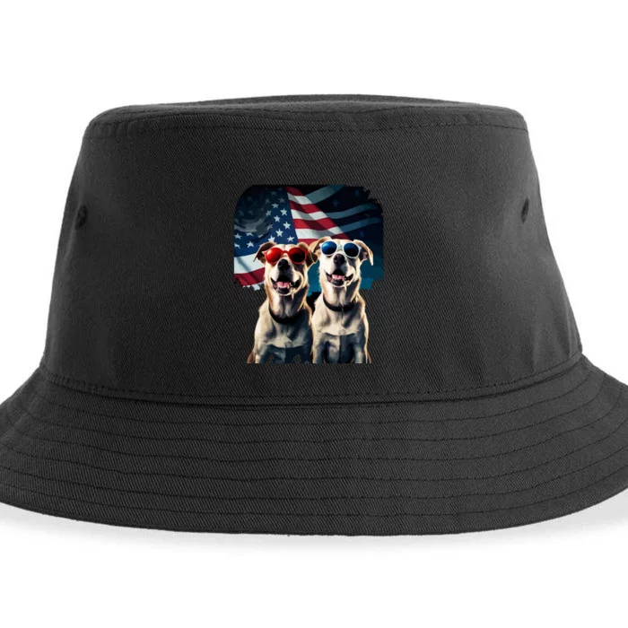 Usa Flag Dog Sustainable Bucket Hat