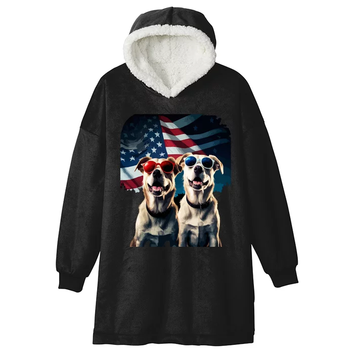 Usa Flag Dog Hooded Wearable Blanket