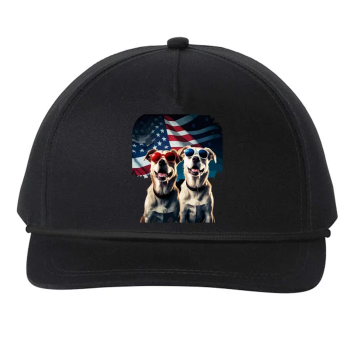 Usa Flag Dog Snapback Five-Panel Rope Hat