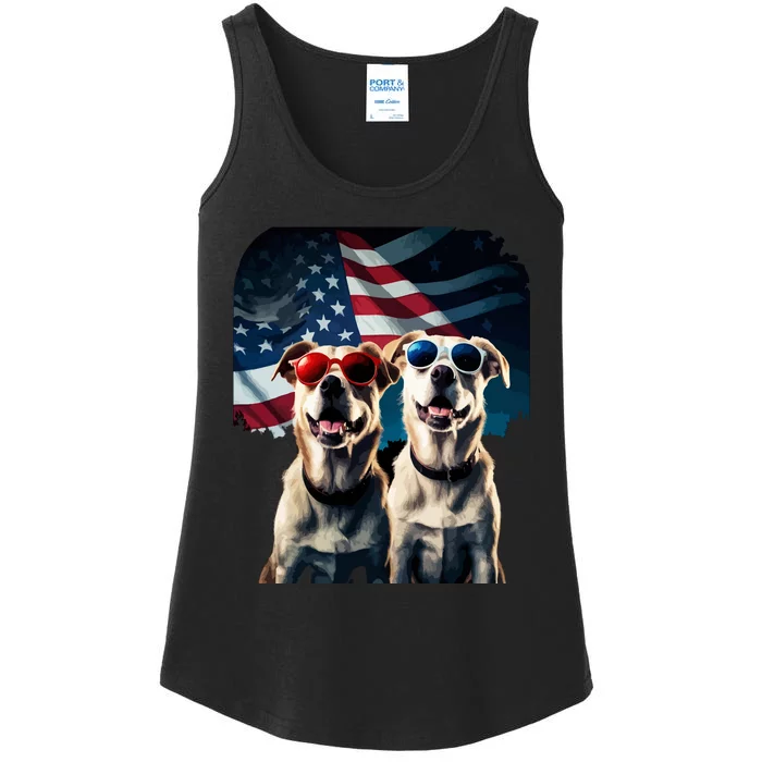 Usa Flag Dog Ladies Essential Tank