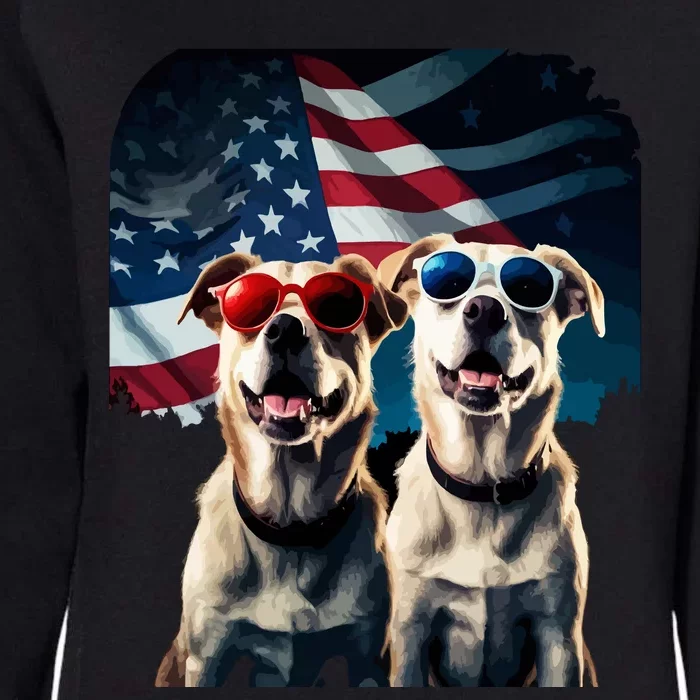 Usa Flag Dog Womens California Wash Sweatshirt