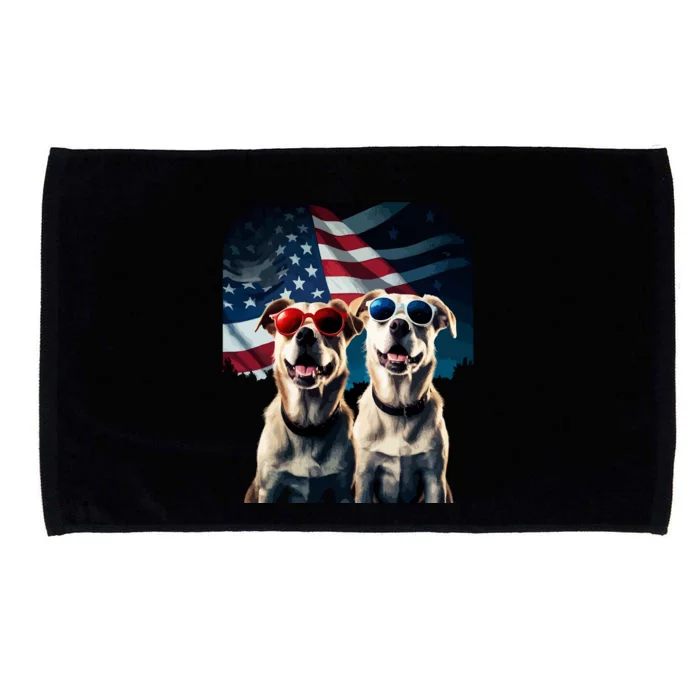 Usa Flag Dog Microfiber Hand Towel