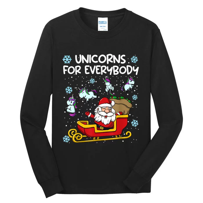 Unicorns For Everybody Santa Sled Funny Christmas Unicorn Tall Long Sleeve T-Shirt