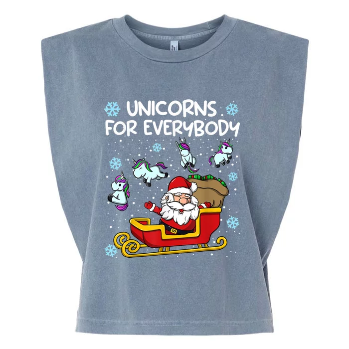 Unicorns For Everybody Santa Sled Funny Christmas Unicorn Garment-Dyed Women's Muscle Tee