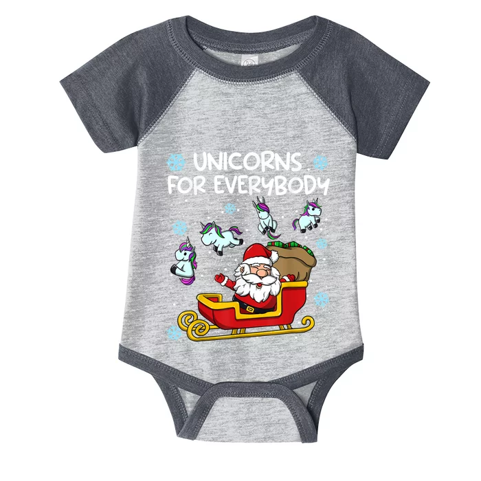 Unicorns For Everybody Santa Sled Funny Christmas Unicorn Infant Baby Jersey Bodysuit