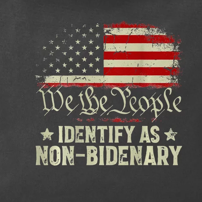 USA Flag Funny Biden I Identify As Non Bidenary (On Back) Zip Tote Bag