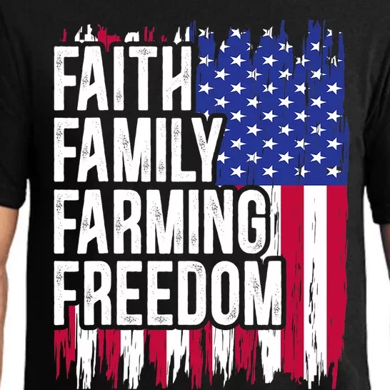 USA Flag Faith Family Farming Freedom Farmer 4th Of July Pajama Set