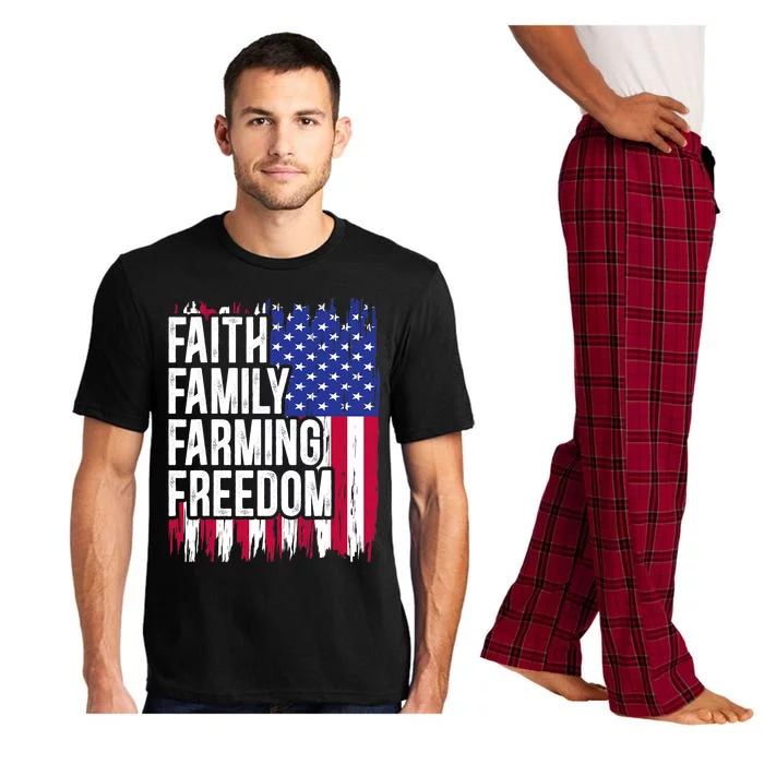 USA Flag Faith Family Farming Freedom Farmer 4th Of July Pajama Set