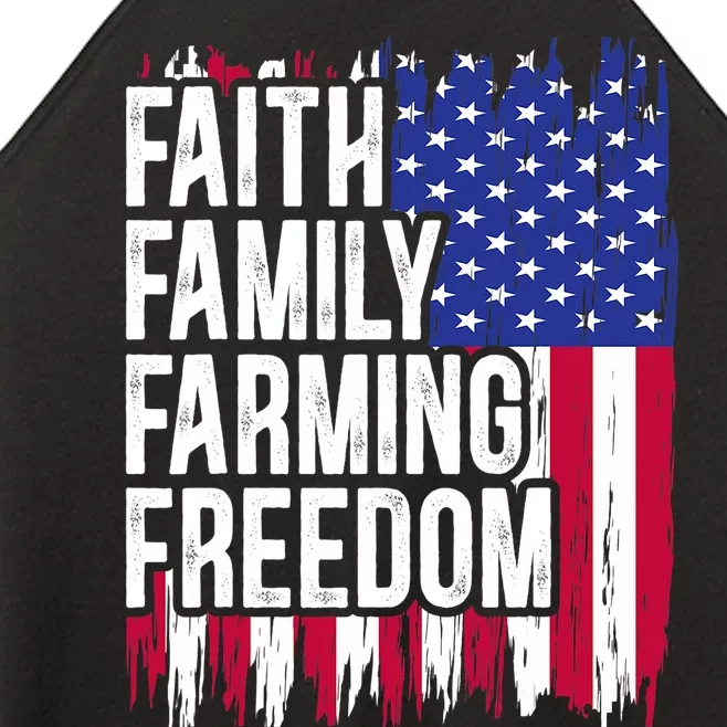 USA Flag Faith Family Farming Freedom Farmer 4th Of July Women’s Perfect Tri Rocker Tank