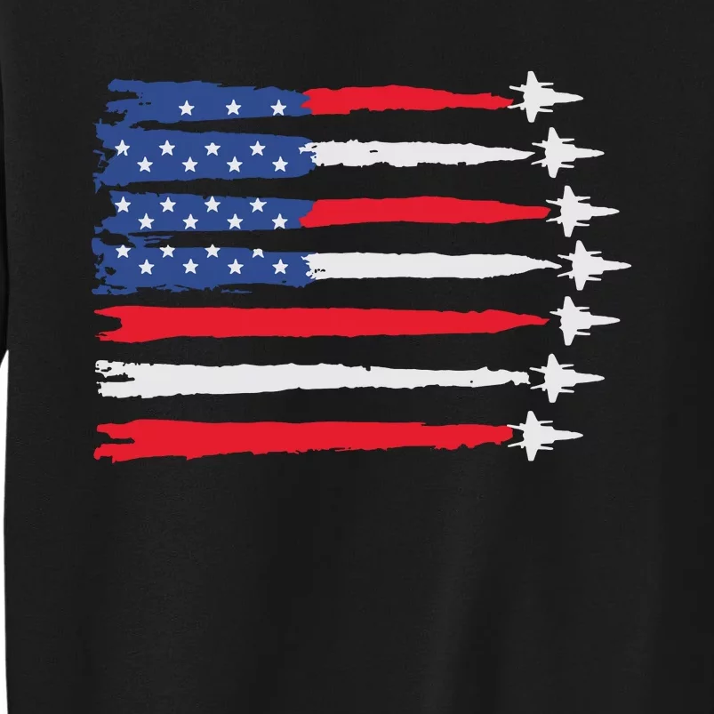 Usa Flag Fighter Jets Patriotic Red Blue White 4th Of July Sweatshirt