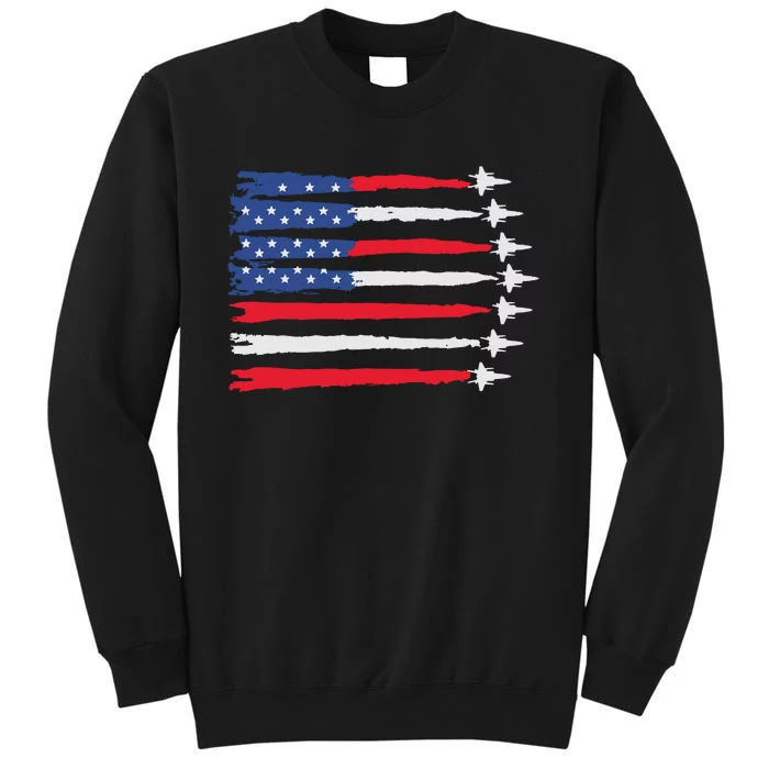 Usa Flag Fighter Jets Patriotic Red Blue White 4th Of July Sweatshirt