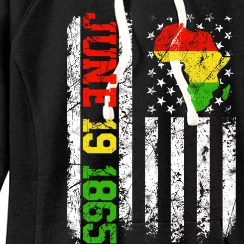 Usa Flag Freedom Juneteenth June 19 1865 Black History Month Cute Gift Women's Fleece Hoodie