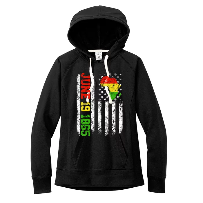 Usa Flag Freedom Juneteenth June 19 1865 Black History Month Cute Gift Women's Fleece Hoodie