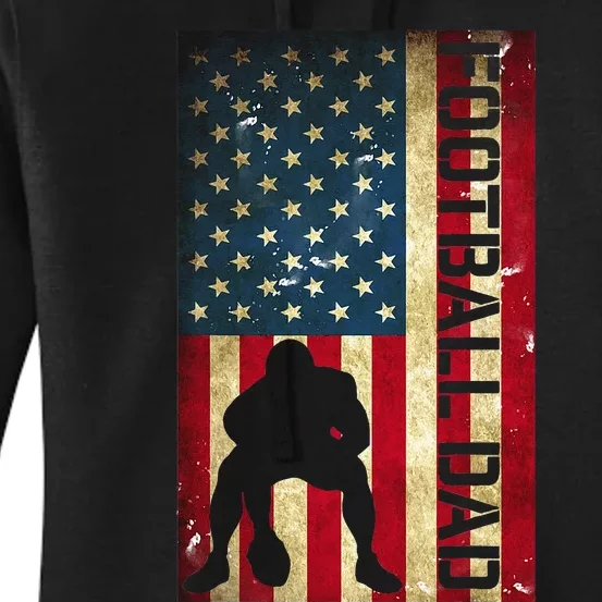 USA Flag Football Dad Pittsburgh Lineman Fathers Day Gift Women's Pullover Hoodie