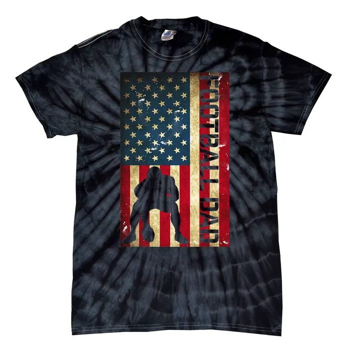 USA Flag Football Dad Pittsburgh Lineman Fathers Day Gift Tie-Dye T-Shirt