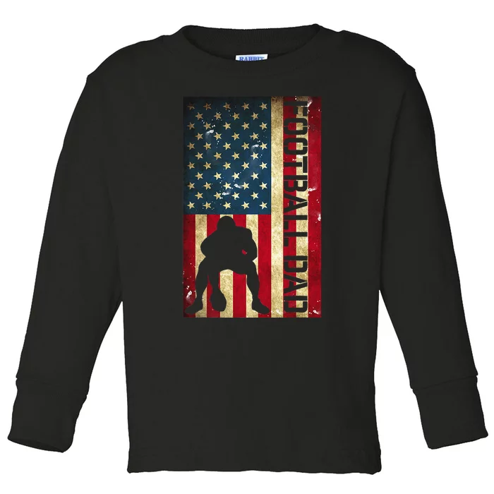 USA Flag Football Dad Pittsburgh Lineman Fathers Day Gift Toddler Long Sleeve Shirt