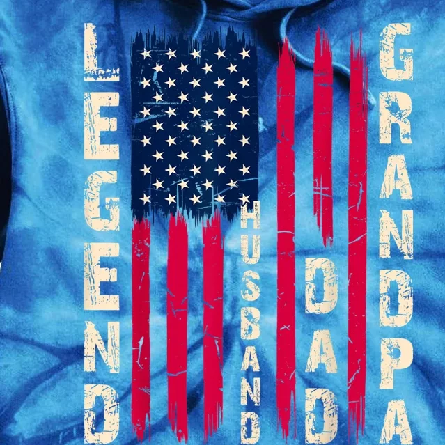 USA Flag Father's Day Dad The Legend Husband Dad Grandpa Tie Dye Hoodie