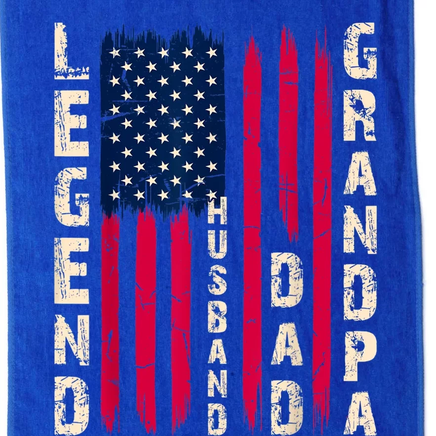 USA Flag Father's Day Dad The Legend Husband Dad Grandpa Platinum Collection Golf Towel