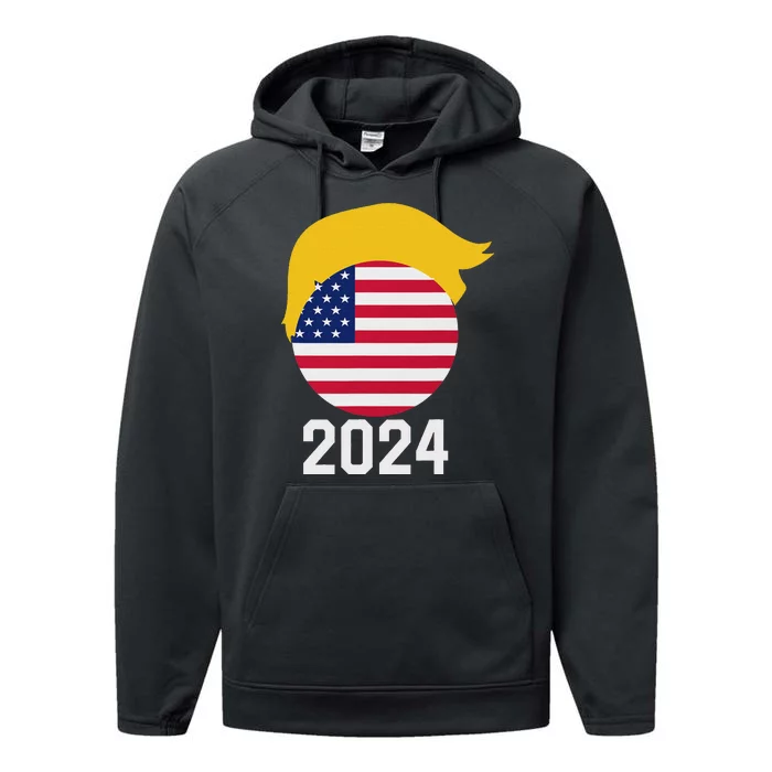 Usa Flag For Trump Love 2024 Election President Patriotic Performance Fleece Hoodie