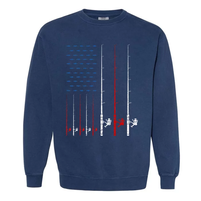 USA Flag Fishing Rods Garment-Dyed Sweatshirt