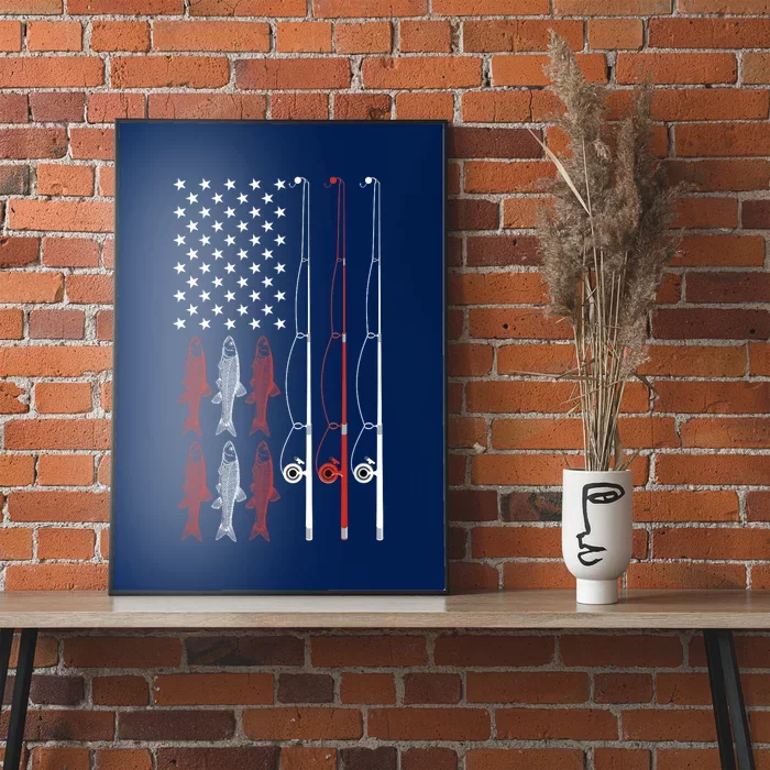 USA Flag Fishing Dad Grandpa Vintage Fishing Dad Poster