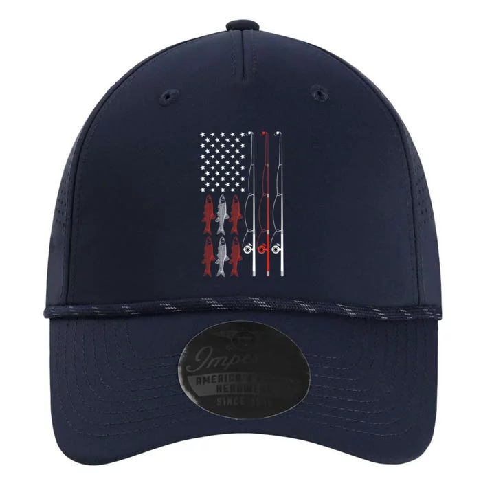 USA Flag Fishing Dad Grandpa Vintage Fishing Dad Performance The Dyno Cap