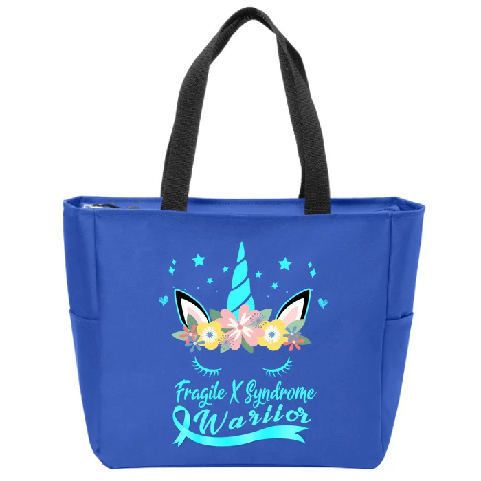 Unicorn Face Fragile X Syndrome Awareness Gift Zip Tote Bag