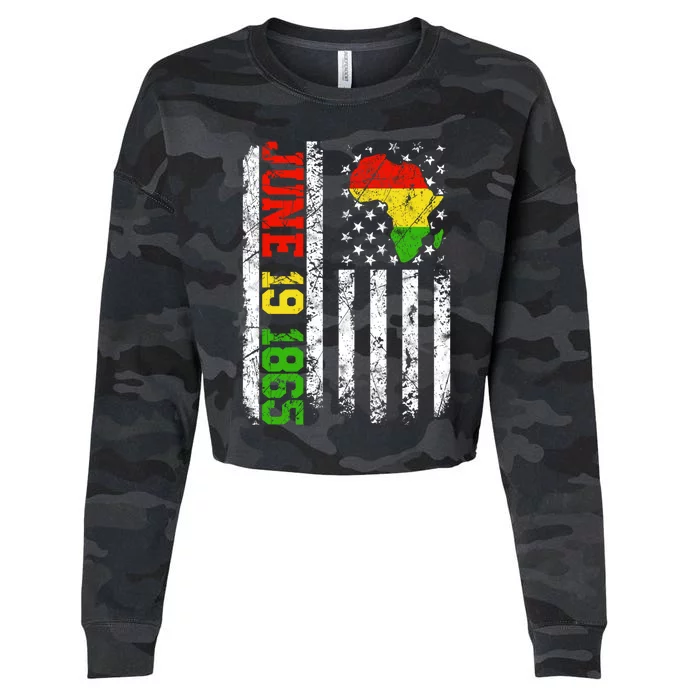 Usa Flag Freedom Juneteenth June 19 1865 Black History Month Great Gift Cropped Pullover Crew