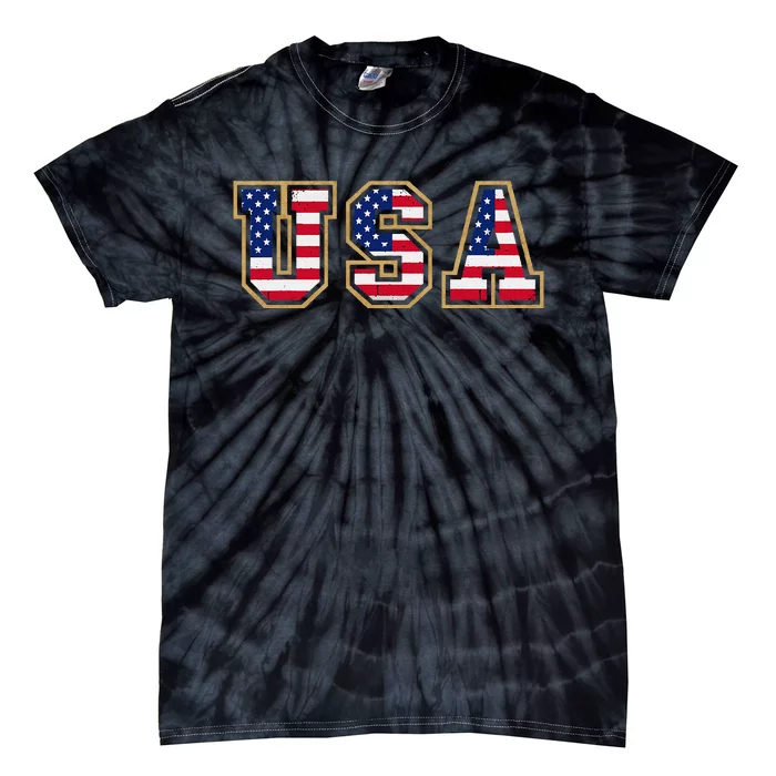 Usa Freedom Flag Patriotic Tie-Dye T-Shirt