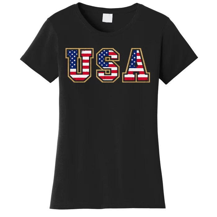 Usa Freedom Flag Patriotic Women's T-Shirt