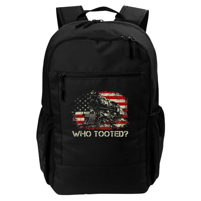 USA Flag Funny Train Lover Men Women Who Tooted Train Daily Commute Backpack