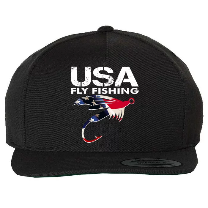 USA Fly Fishing Sport Fishing Fan Wool Snapback Cap