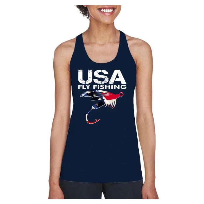 USA Fly Fishing Sport Fishing Fan Women's Racerback Tank