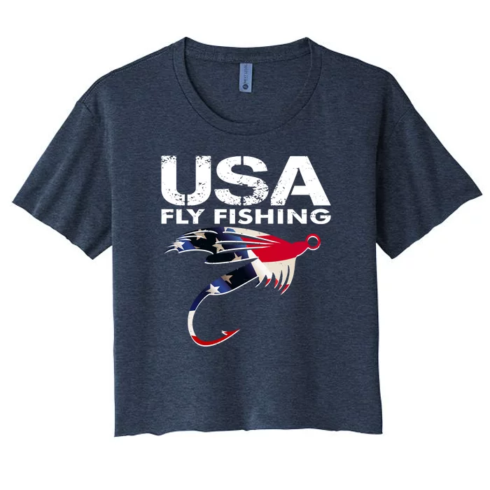 USA Fly Fishing Sport Fishing Fan Women's Crop Top Tee