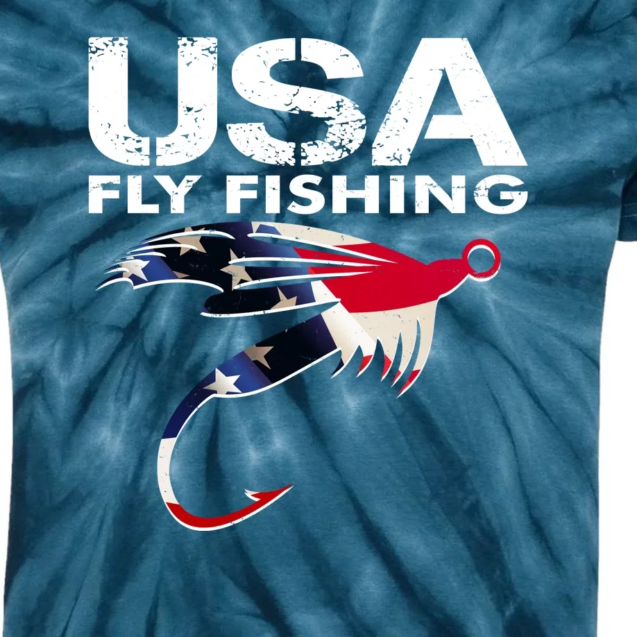 USA Fly Fishing Sport Fishing Fan Kids Tie-Dye T-Shirt