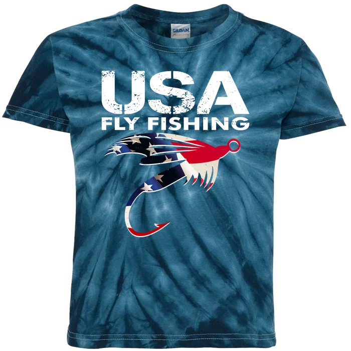 USA Fly Fishing Sport Fishing Fan Kids Tie-Dye T-Shirt