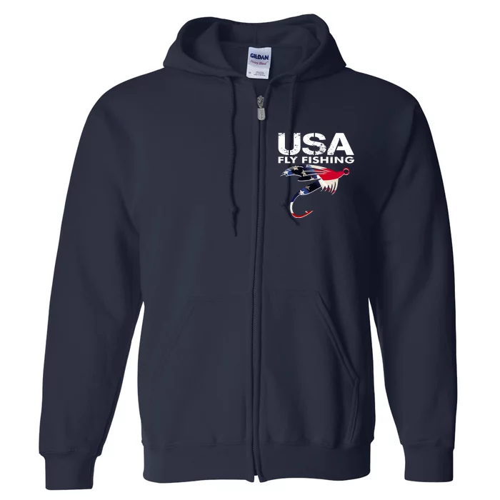 USA Fly Fishing Sport Fishing Fan Full Zip Hoodie